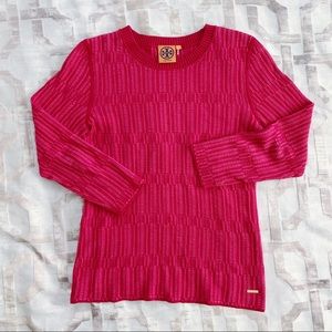 Tory Burch Ribbed 3/4 Sleeve Pullover Sweater
